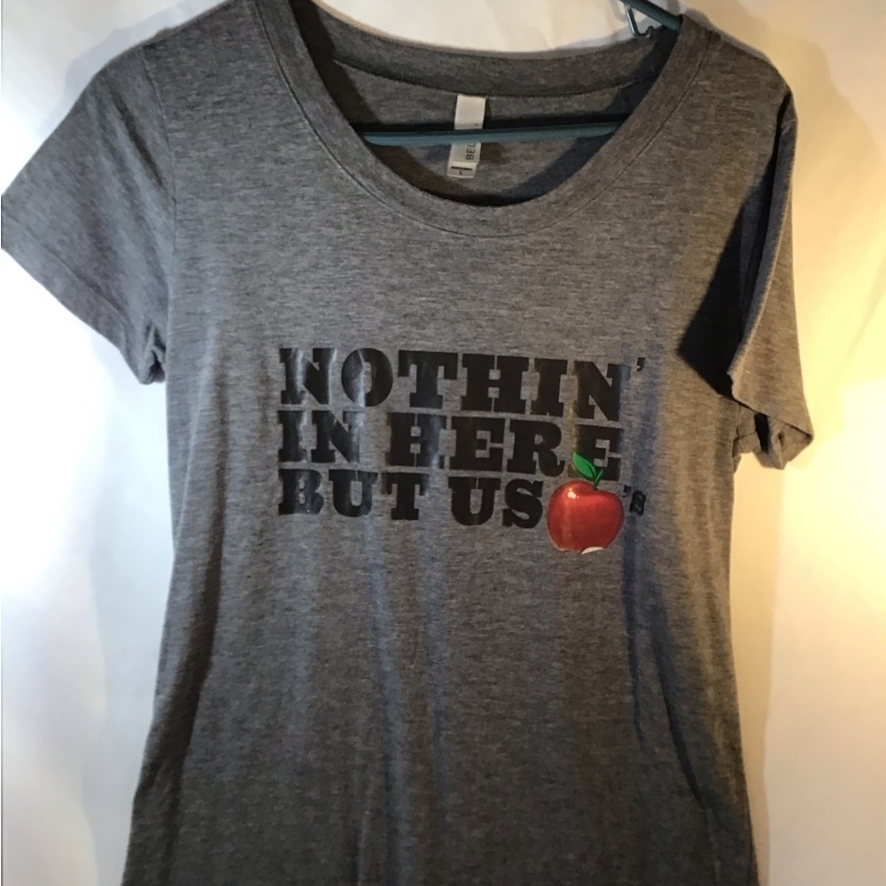 Gray Graphic T-Shirt with Apple Design